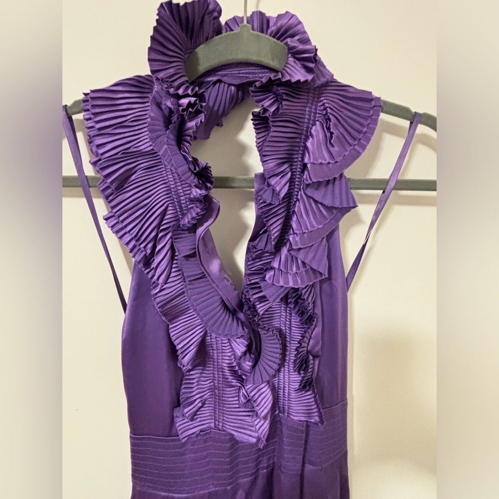 BCBG Ruffle Neck Open Back Dress - Picture 3 of 5